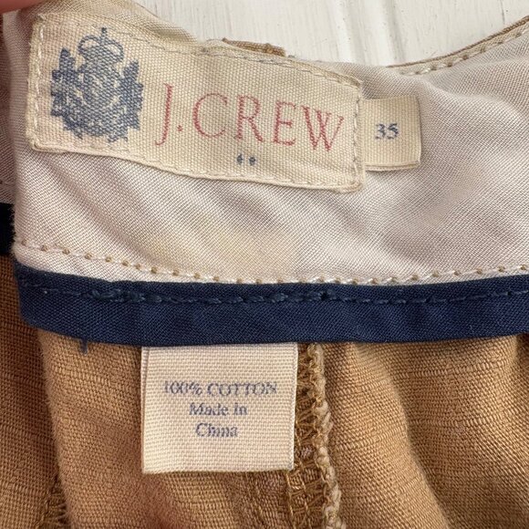 J. Crew Mens Khaki Cotton Drawstring Cargo Shorts Size 35 - Picture 2 of 5